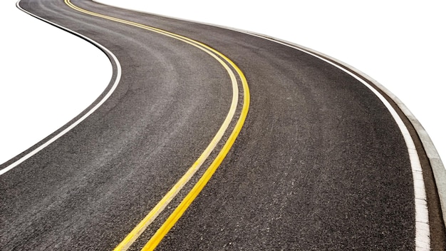 Curved Asphalt Road with Realistic Textures and Markings HighResolution PNG