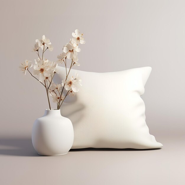 Cuscino bianco con vaso