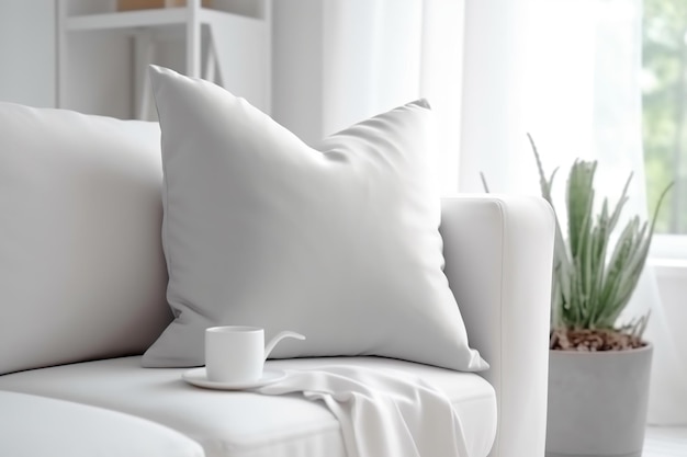 Cuscino vuoto nel soggiorno in stile mock up generato dall'intelligenza artificiale