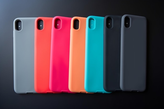 Custodie per smartphone su sfondo grigio Protezione in silicone per cellulare Colorato