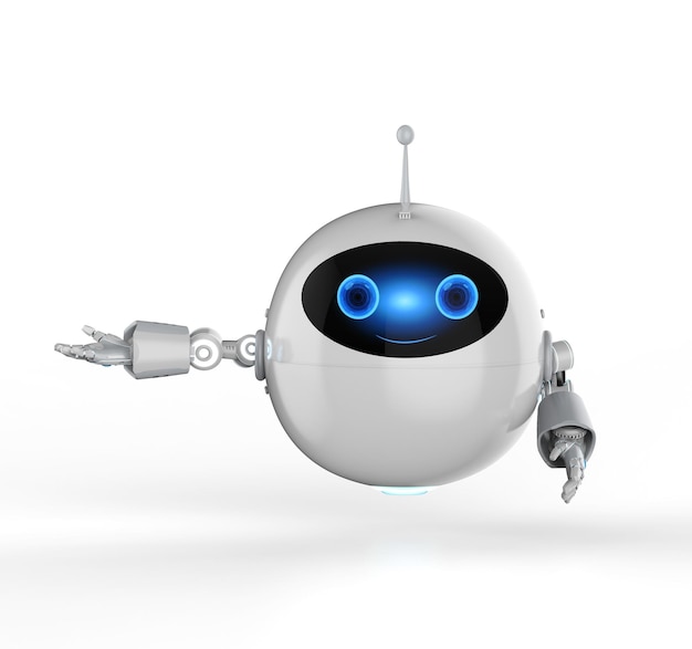 Cute assistant artificial intelligence robot no leg hand extend