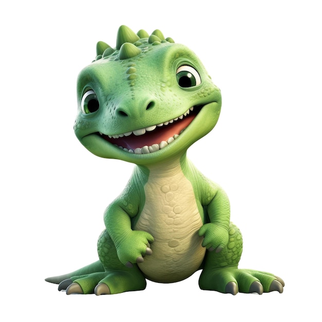 Cute baby dinosauro sorridente Sfondo isolato trasparente AI