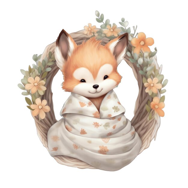 Cute baby Fox con vestiti illustrazione dell'acquerello