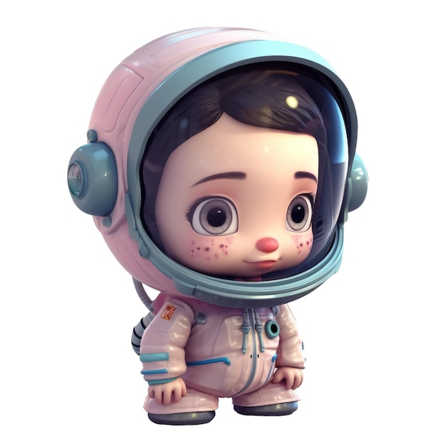 Cute baby girl astronauta sfondo trasparente isolato AI