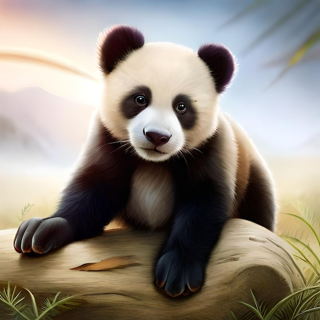 Cute baby panda attraente vibrante