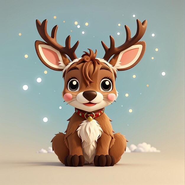 Cute Baby Reindeer Sitting Cartoon Vector Icon Illustration Animal Nature Icon Concept Isolato Premium Vector Flat Cartoon Style