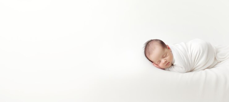 Cute baby sleeping photoshoot studio isolate background