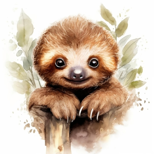 Cute Baby Sloth Nursery Arte Generativa AI