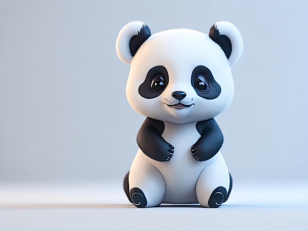 Cute baby uno stile 3d illustrazione panda su sfondo bianco ai generativo