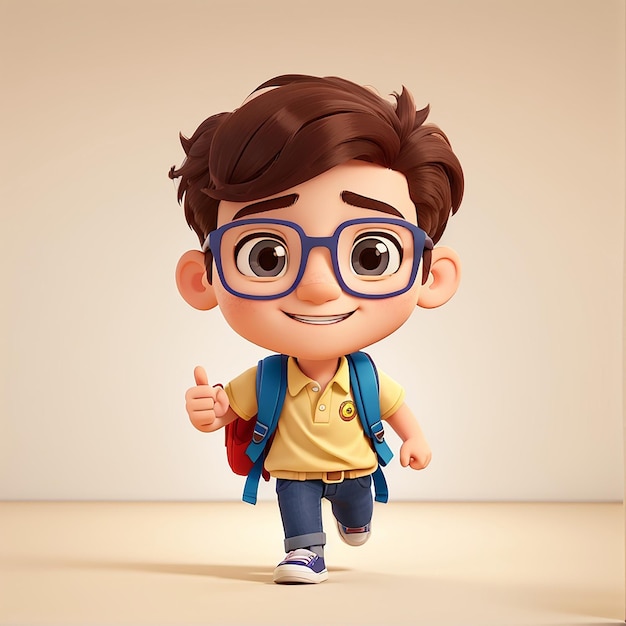 Cute Boy Going To School Cartoon Vector Icon Illustration People Education Icon Concept Isolato Premium Vector Flat Cartoon Style