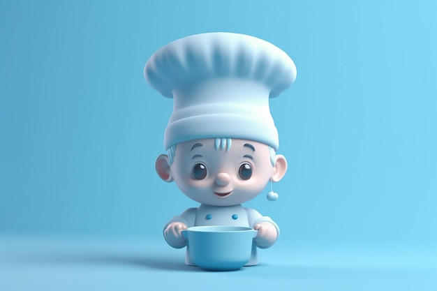 Cute cartoon chef ragazzo in un cappello blu