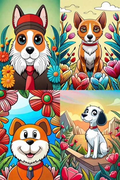 Cute Cartoon cucciolo e cane Illustraton