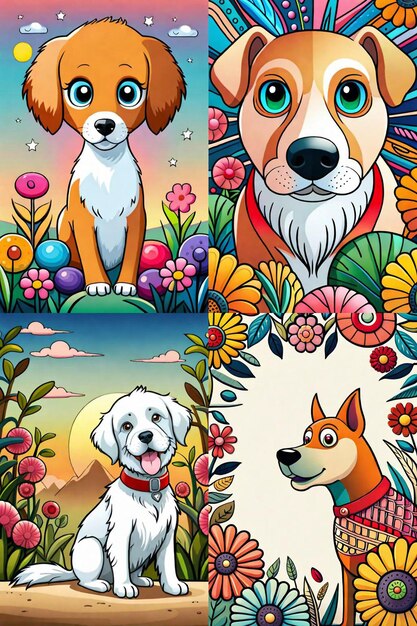 Cute Cartoon cucciolo e cane Illustraton