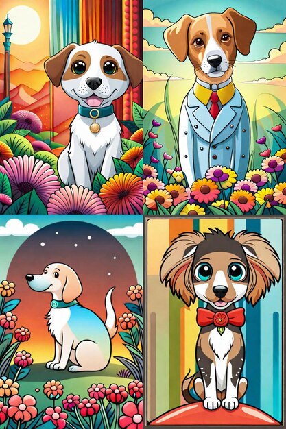 Cute Cartoon cucciolo e cane Illustraton