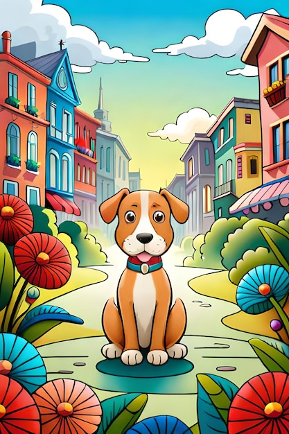 Cute Cartoon cucciolo e cane Illustraton