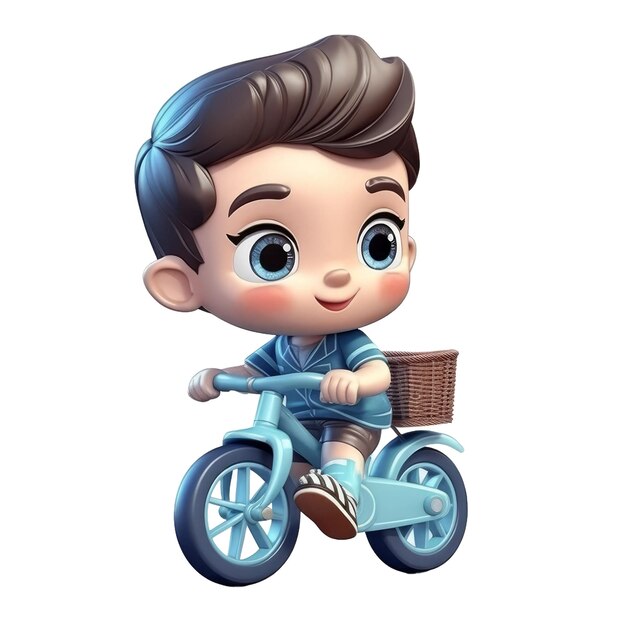 Cute cartoon stile bambino ragazzo in bicicletta Trasparente sfondo isolato AI