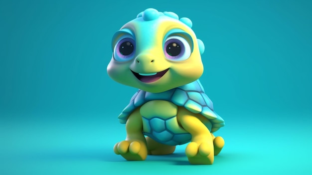 Cute Cartoon Turtle CharacterGenerative AI