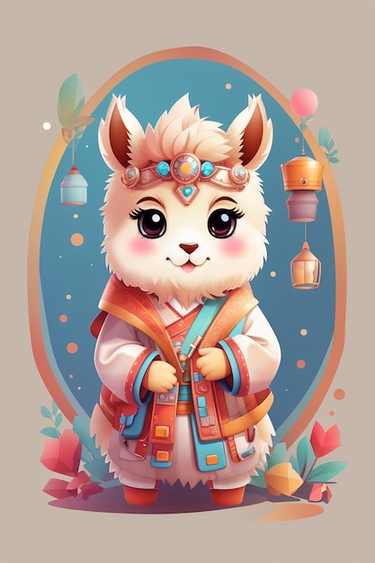 Cute Chibi kawaii lama illustrazione