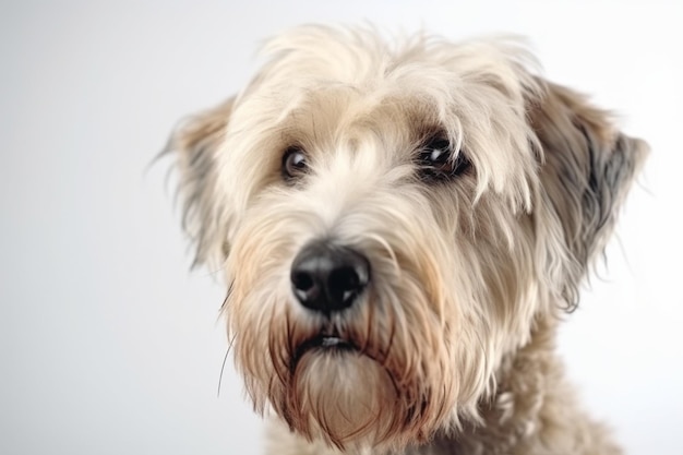 Cute crema gialla dolce razza di cane wheaten terrier isolato in primo piano bianco