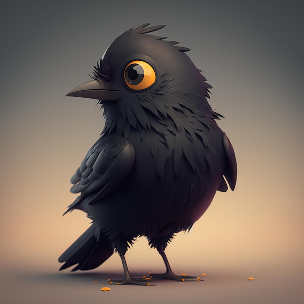 Cute Crow Character Design Un uccello stravagante e adorabile