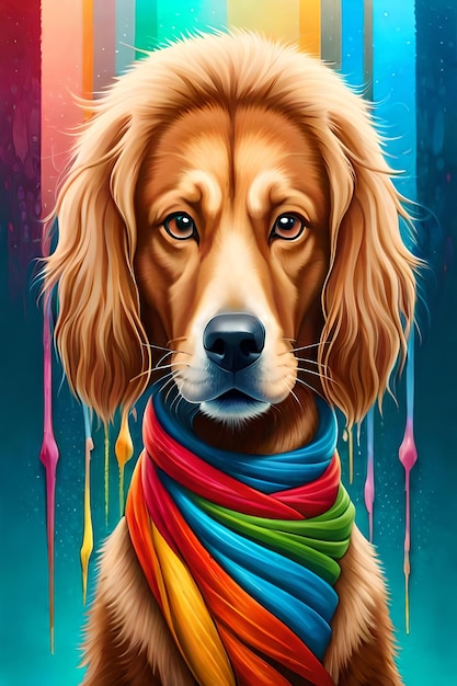 Cute Dog Splash arte ritratto poster splash stile di vernice colorata