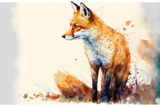 Cute Fox acquerello illustrazione AI generativa