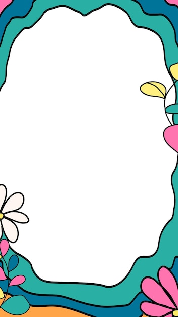 Cute frame png colorful doodle flower design