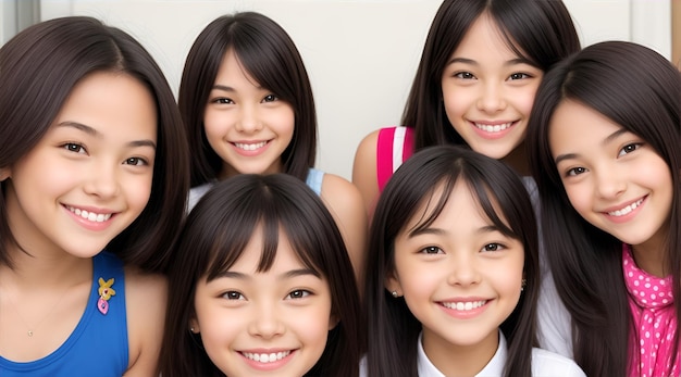 Cute Girls Smile Face Giornata Mondiale del Sorriso Concetto AI Generativo