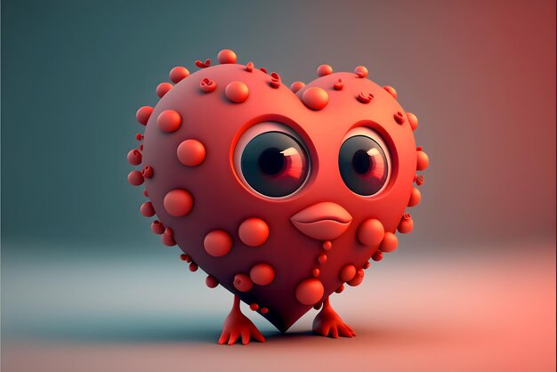 Cute Heart Cartoon Generative AI 3D Render