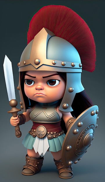 Cute Human Animal Warrior Modello di gioco 3D Generative AI