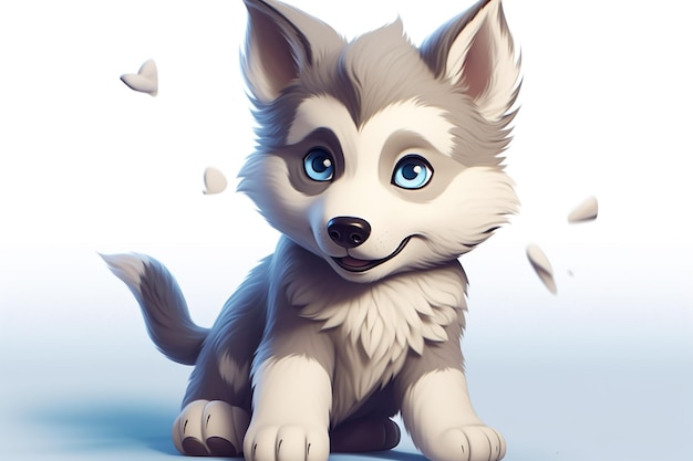 Cute Husky Dog Husky animato AI generato