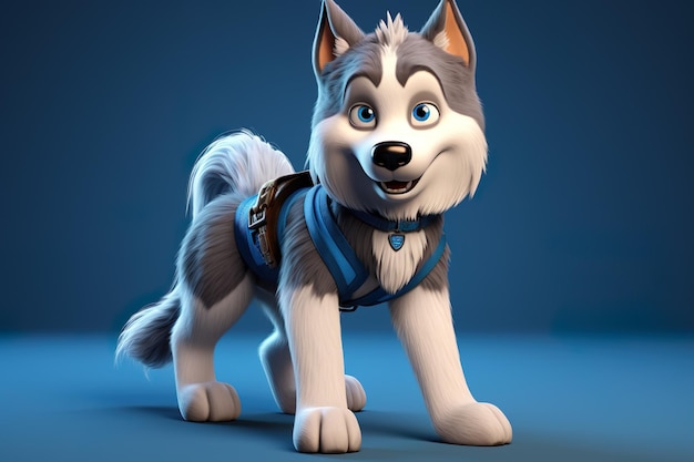 Cute Husky Dog Husky animato da AI Generato