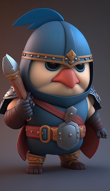 Cute Jay Animal Warrior Modello di gioco 3D Generative AI