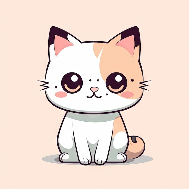 Cute Kawaii Cat Clipart su sfondo bianco