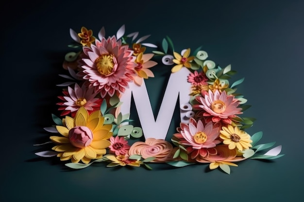 Cute Mom Lettering with Flowers Illustration AI GenerativexA