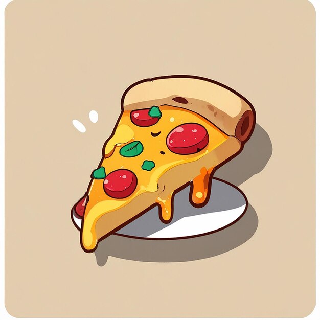 Cute Pizza Cartoon Vector Icon Illustrazione Fast Food Icon Concept Isolato Premium Vector Flat Cartoon Style