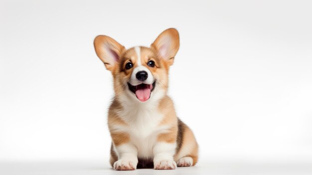 Cute Puppy Corgi Pembroke su sfondo bianco Creato con tecnologia generativa AI