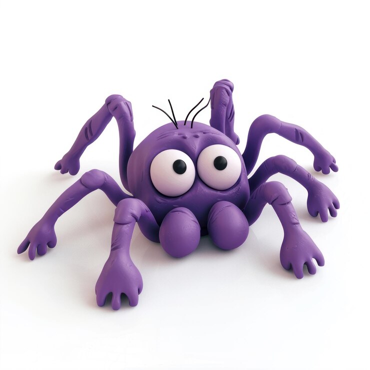 Photo cute purple cartoon spider