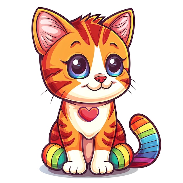 Cute rainbow Cat Sticker Clipart generato da AI