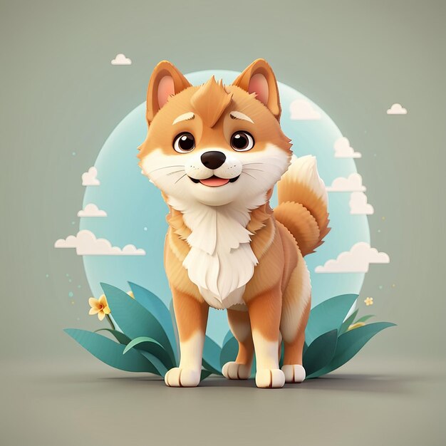 Cute shiba inu cane in piedi cartone animato icona vettoriale illustrazione animale natura icona concetto isolatoCute