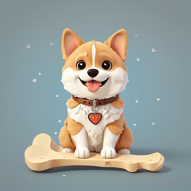 Cute Shiba Inu Dog Bite Bone Vector Cartoon Icon Illustration Animal Nature Icon Concept Isolato Premium Vector Flat Cartoon Style