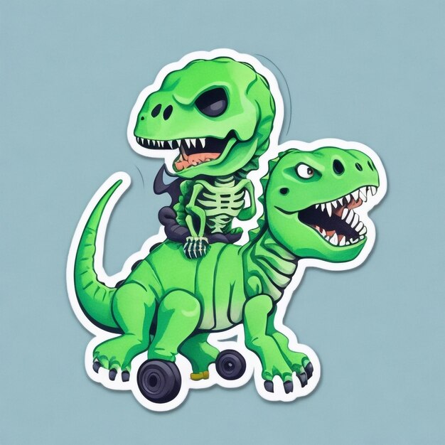 cute_Skeleton_Riding_green_Dinosau