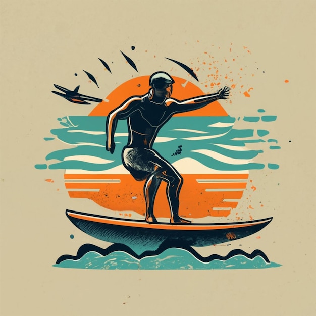 Cute Surfing Clip Art ai generato