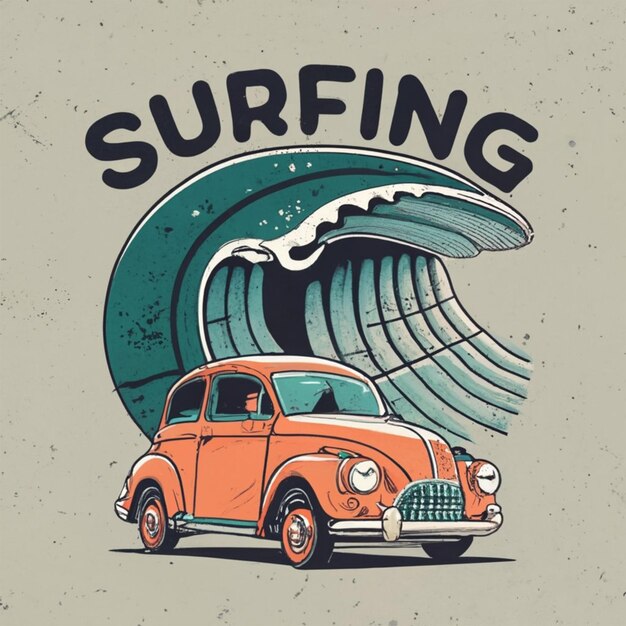 Cute Surfing Clip Art ai generato