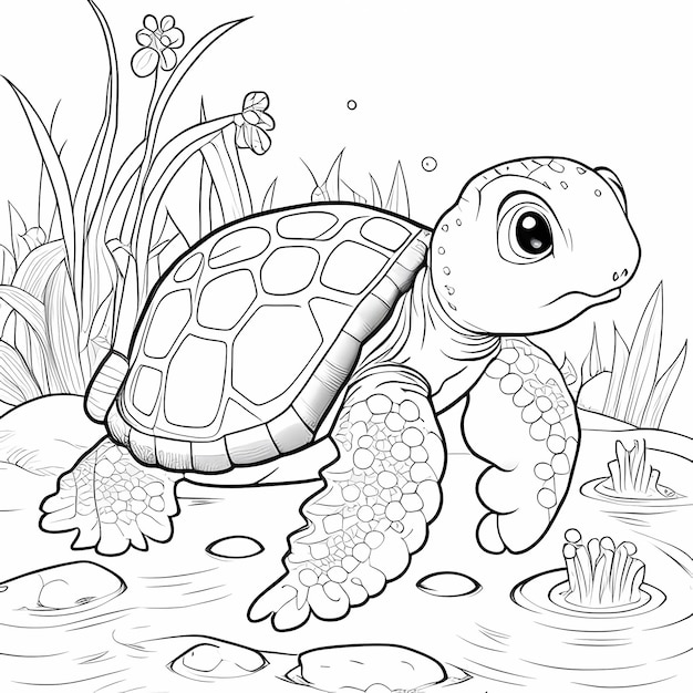 Cute Turtle Adventures Pagine da colorare divertenti per bambini