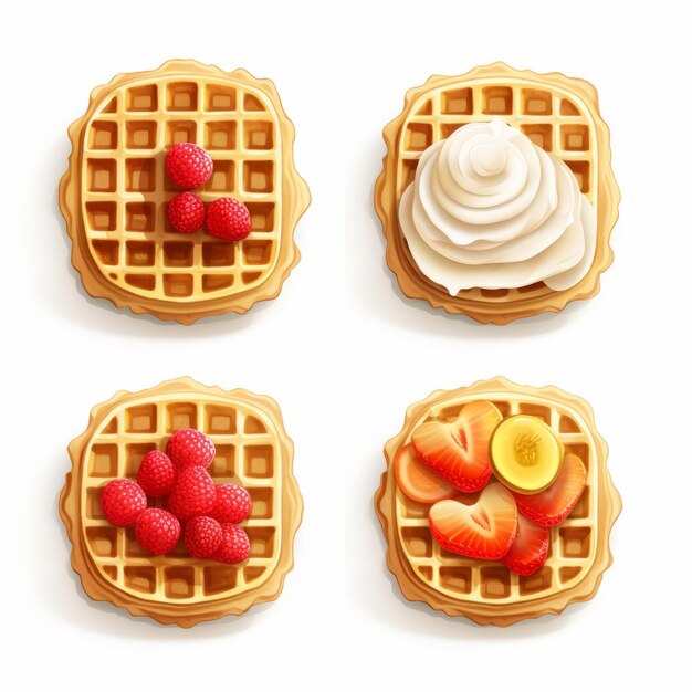 Cute Waffles Icon Pack Minimalista sullo sfondo bianco 2d