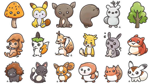 Cute Woodland Creature Collection Adorabili personaggi animali illustrati in stile cartone animato
