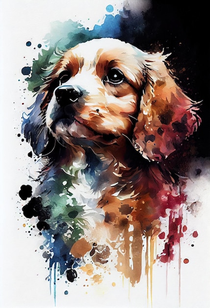 Cuteart del cane dell'acquerello