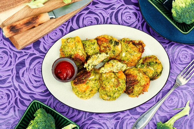 Cutlet di broccoli vegetariani sul tavolo