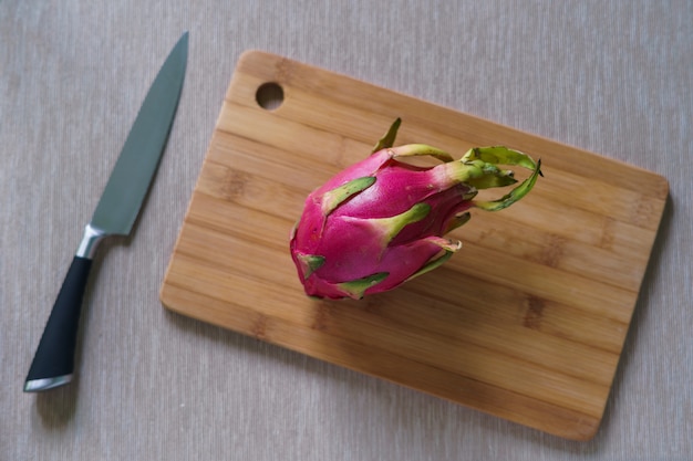 Cutting a Pitahaya (Dragon Fruit)